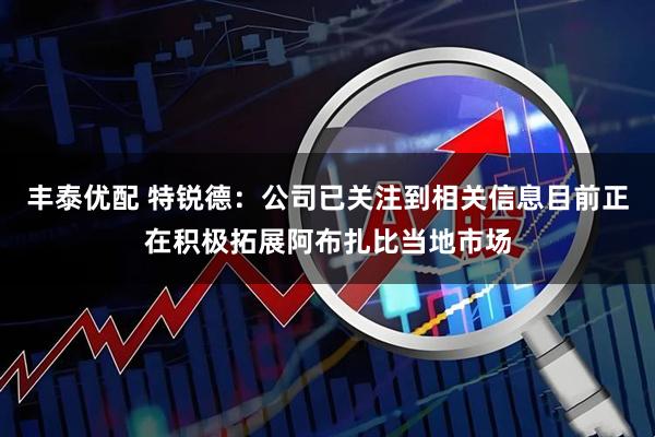 丰泰优配 特锐德：公司已关注到相关信息目前正在积极拓展阿布扎比当地市场