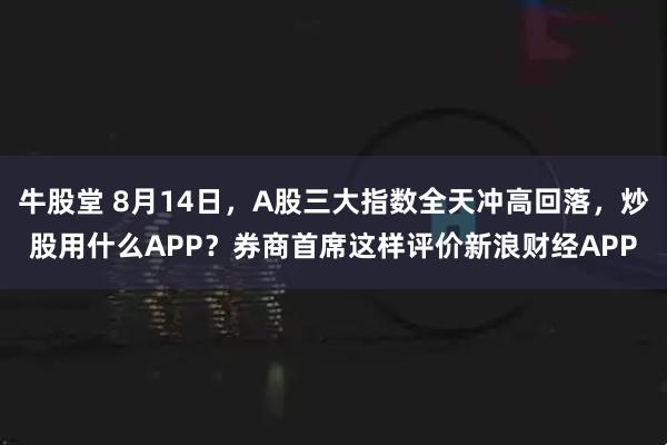 牛股堂 8月14日，A股三大指数全天冲高回落，炒股用什么APP？券商首席这样评价新浪财经APP